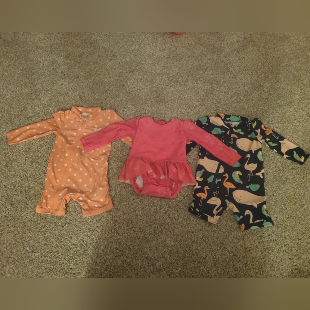 Baby girls swimsuits, 3 count, size 6-9m